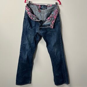 Y2K QUIKSILVER men's blue faded reg fit straight leg jeans, 34".